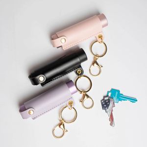 Personalized Fashion PU Leather Chains Travel Lipstick Holder Keychain Refillable Single Perfume Bottle Storage <b>Bag</b> <b>Mini</b> Pocket - Product Image 1