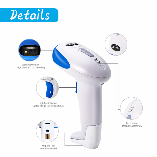 IPRT Handheld QR Code 1D/2D Barcode Scanner Portable Wired Android Bar Code Reader in Stock 1-Year Warranty