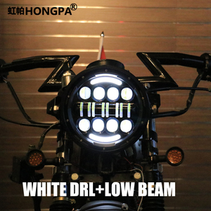Faro Rotondo a <span class=keywords><strong>LED</strong></span> da 7'' con Occhio d'Angelo, Fascio Alto/Basso e Luce DRL per Moto 12V <span class=keywords><strong>Cafe</strong></span> <span class=keywords><strong>Racer</strong></span> CG125 - Product Image 3