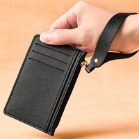 Dompet kartu kecil warna solid untuk wanita, tempat kartu kredit unisex