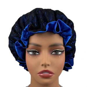 Bonnet en satin double couche réversible avec dentelle extérieure et soie intérieure pour dormir – Cadeau promotionnel - Product Image 1
