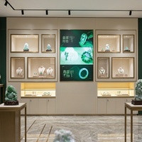 Vitrina de Pared para Joyería, Mueble de Exhibición de Jade, Vitrina Empotrada en Pared de Vidrio, Estante con Múltiples Compartimentos, Base de Almacenamiento
