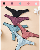 Vente en gros String taille basse respirant pour femmes, nouvelle culotte pour femmes sans couture, couleur unie, intimes pour femmes avec nœud