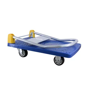 Carrito plegable de plástico con plataforma azul, carrito de mano de alta calidad, 200kg