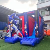 Château gonflable bleu à thème Sonic avec toboggan, pour usage commercial, jouets de jeu gonflables