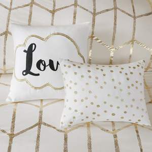 DB King Twin Size métallisé imprimé housse de couette ensemble géométrique Floral couette pour chambre maison mariage tissé Technique simple Pi - Product Image 6