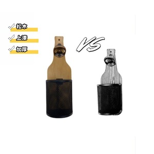 Abridor de Botellas de Madera para Montar en la Pared con Cesta para Tapas, Redondo, de Latón y Madera de Pino con Barniz Transparente y Pátina de Cedro - Product Image 2