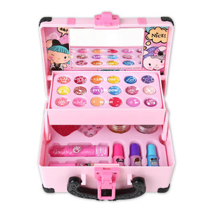 Pretend Fashion Girl Makeup Kit Toy Real Washable Cosmetics Set Beauty Play Set <b>Suitcase</b> Design Make up Toys - Product Image 1