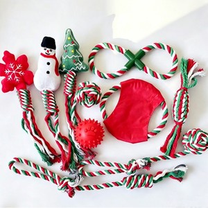 Jouets de Noël pour chiens : Ensemble de cordes en coton résistantes pour mâcher et nettoyer les dents, jouets interactifs pour le jeu, cadeau de Noël pour chien - Product Image 3