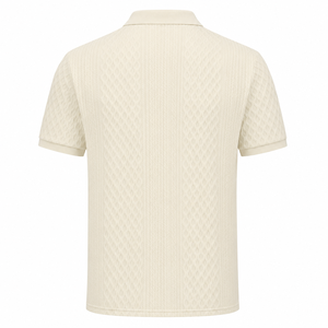 Polo de Manga Corta Tejido Beige para Hombre con Logotipo Personalizado, Color Sólido, Casual, Transpirable, Corte Regular, Estilo Piqué de Algodón - Product Image 5