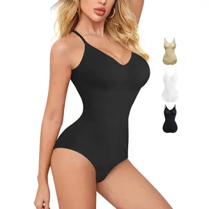 BRABIC Shapewear Bodysuits For Women Tummy Control Panties Seamless Sleeveless Tops V-Neck Camisole Jumpsuit Shaper