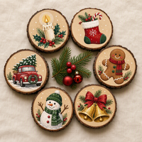 Plaque en bois naturel brut en vrac pour projets artisanaux de Noël, motifs variés, fournitures pour fêtes intérieures