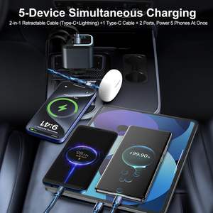 Meilleures ventes d'<span class=keywords><strong>Amazon</strong></span>, chargeur de <span class=keywords><strong>voiture</strong></span> rétractable 5 en 1, 120W, charge rapide, type C + USB-A, adaptateur de chargeur de <span class=keywords><strong>voiture</strong></span> - Product Image 4