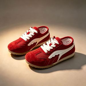 Vintage Style Suede <strong>Trainers</strong> Unisex Low Top Contrast Stripe Lace up Lightweight Trendy Casual Shoes Footwear OEM - Product Image 1