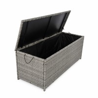 Grande boîte de rangement extérieure grise en rotin PE avec doublure imperméable