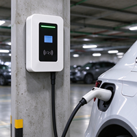 Chargeur EV de niveau 2 7 kW, borne de recharge murale domestique avec carte RFID, prise Type 2, écran LED, étanche IP65, pour garage résidentiel