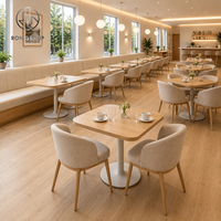 Juego de Muebles de Restaurante Personalizados Ron Group, Asientos de Tela Tapizados, Silla Comercial, Mesa Cuadrada de Madera