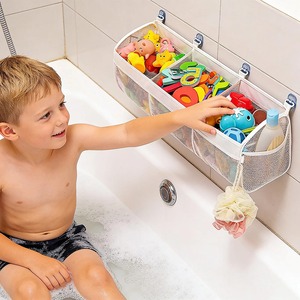 Bolsa Colgante para Almacenamiento de Juguetes de Baño, Organizador de Pared con 4 Compartimentos, Cesta de Malla para Ducha, Soporte para Juguetes de Baño para Niños, Resistente al Agua y a la Humedad - Product Image 5