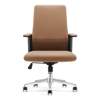 Chaise de bureau en cuir synthétique marron et noir, style minimaliste, avec base pivotante et cadre cantilever en option, vente en gros