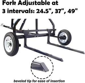 Remolque para Pacas Redondas Ajustable de 1500 LBS, Transportador de Pacas de Heno, Acero Resistente, Remolcable para ATV, UTV y Camiones, Herramienta de Transporte de Pacas - Product Image 3