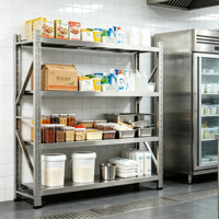 Étagère Moderne Robuste à 4 Niveaux en Acier Inoxydable, Réglable, Étanche, Anti-Rouille, Écologique et Multifonctionnelle pour Écoles et Supermarchés