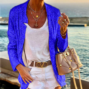 Women's <b>Sequined</b> Long Sleeve Blazer <b>Jacket</b> Gold Slim Fit Autumn Winter Elegant Coat - Product Image 4