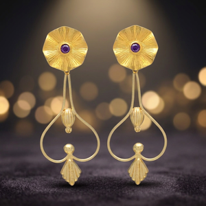 Boucles d'oreilles pendantes en laiton plaqué or, faites à la main, ethniques, bohèmes, tendance, tribales, pour mariage et fiançailles, Jaipur - Product Image 4