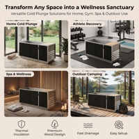 Baignoire de trempage à froid intégrée de luxe PLOUTARA en bois avec revêtement en acier inoxydable 304, bain de glace isolé pour la récupération des athlètes, la salle de sport et le spa
