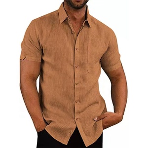 Áo Sơ Mi Nam Vải Lanh Trắng Guayabera Áo Cánh Cài Khuy Thường Ngày Áo Cổ Cuba Tay Ngắn Áo Hoạt Động Trang Trọng - Product Image 2