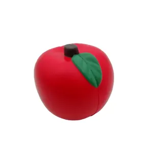 Custom Logo Printing Antistress Apple Fruit PU Foam Apple Stress Reliever Apple Stress Ball With EN71 TEST