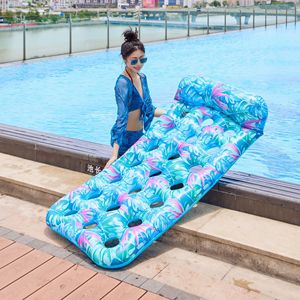 Flotador Inflable Individual para Adultos con Orificios en Forma de Hoja, Silla Flotante, Cama Flotante Individual, Material de PVC - Product Image 4