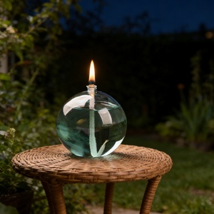 Lámpara de aceite redonda de cristal colorida <span class=keywords><strong>para</strong></span> mesa |   Antorcha de Jardín con Mechas de Fibra de Vidrio y Repuesto de Mecha Nuevo - Iluminación Decorativa <span class=keywords><strong>para</strong></span> Exteriores - Product Image 3