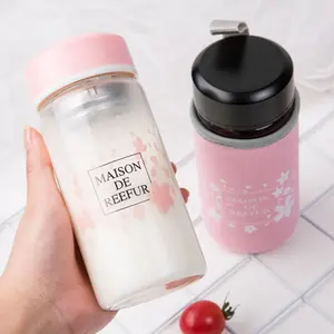 promotional oem Anti-scald drink water bottles food grade glass tumbler with wide mouth bpa free water bottles