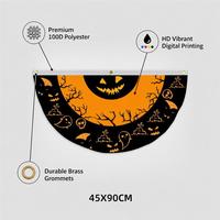Drapeau de fanion d'Halloween moderne personnalisé en gros, motif fantôme effrayant, citrouille, crâne, guirlande 100D en polyester, impression numérique, décoration extérieure, OEM