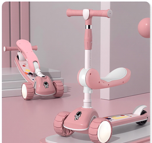 <span class=keywords><strong>Trottinette</strong></span> pliable multifonctionnelle à trois roues pour enfants avec siège amovible, roues LED, technologie de capteur - Design moderne pour une utilisation en extérieur - Product Image 3