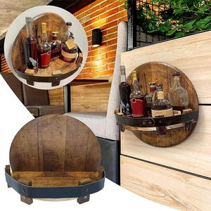 Mensola a <span class=keywords><strong>Botte</strong></span> in Legno, Espositore Rotondo da Parete per Bottiglie di Vino e Liquori, Scaffale <span class=keywords><strong>Portabottiglie</strong></span> Robusto per Cucina - Product Image 6