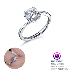Cincin Kawin Perak Murni Empat Cakar Kirin, Cincin Perak 925 Zirkon yang Dapat Disesuaikan untuk Wanita, Perhiasan Sehari-hari - Product Image 2