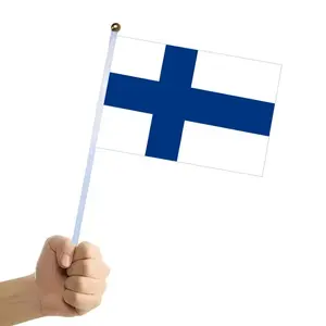 Оптовая продажа, прямые продажи, полиэфирная печать 14*21 см, двухсторонний небольшой Финляндский ручной флаг для аплодисментов