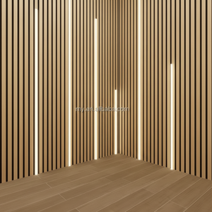 Panneau mural acoustique LED moderne personnalisé avec projecteur caché Conception d'éclairage classique en bois pour absorber le son Style Akupanel classique - Product Image 1