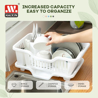 Égouttoir à vaisselle Haixing en plastique, essentiel pour l'organisation et le rangement, avec porte-couverts et plateau pour comptoir de cuisine et maison