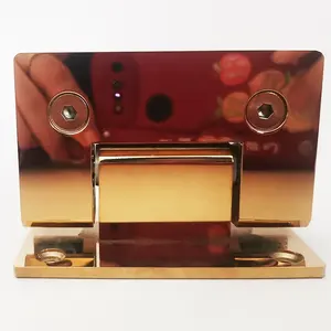 304 Stainless Steel Frameless Glass gold Door Hinge Clamp 90 Degrees Bathroom