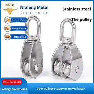 Puleggia a U in Acciaio Inossidabile 304 per Fune Metallica, Ruota di Sollevamento Singola/Doppia, Gancio Fisso Salva-Forza per Piccoli Sollevamenti - Product Image 3
