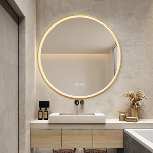 Marco de aluminio Circular LED <span class=keywords><strong>Espejo</strong></span> de <span class=keywords><strong>baño</strong></span> Maquillaje Luz LED <span class=keywords><strong>Espejo</strong></span> de pared <span class=keywords><strong>redondo</strong></span> iluminado con acabado arenado - Product Image 3