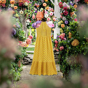 เดรสยาวปานกลางลายดอกไม้สไตล์วินเทจใหม่ประจำฤดูร้อนปี 2025 สำหรับผู้หญิง สายไขว้ด้านหลัง คอผูกโบว์ - Product Image 2