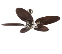 Ventilateur de plafond électrique 220V pour la maison, style nordique, pour salon et hôtel, pales en plastique ABS, feuilles tropicales, 5 pales, télécommande