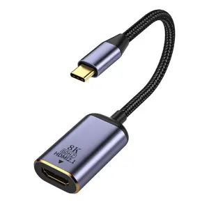 สายแปลง60Hz USB C เป็น HDMI,คอนเนคเตอร์แปลงวิดีโอ8K Type C เป็น HDMI Fast Cable Type-C เป็น HDMI สำหรับโทรศัพท์คอมพิวเตอร์