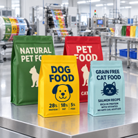 Sacs d'emballage personnalisés en PET/PE à fond carré avec fermeture éclair pour aliments pour animaux de compagnie, croquettes, friandises, biscuits pour chiens et chats