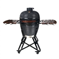 Kimstone Céramique d'extérieur 21 pouces pour charbon de bois rond Kamado Joe Grill Fumoir de barbecue portable réglable pour les fêtes à usage domestique