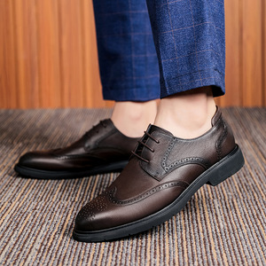 Zapatos Formales Británicos de Negocios para Hombre 2026, de Cuero Vacuno de Grano Completo, con Suela y Parte Superior Suaves - Product Image 1