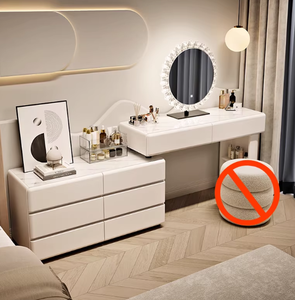 Combohome 48" Fluted Convertible Makeup Vanity <strong>Desk</strong> Large 36" Lighted Mirror Modern <strong>Top</strong> Vanity Table 5 <strong>Drawers</strong> <strong>for</strong> Bedroom Hotel - Product Image 1